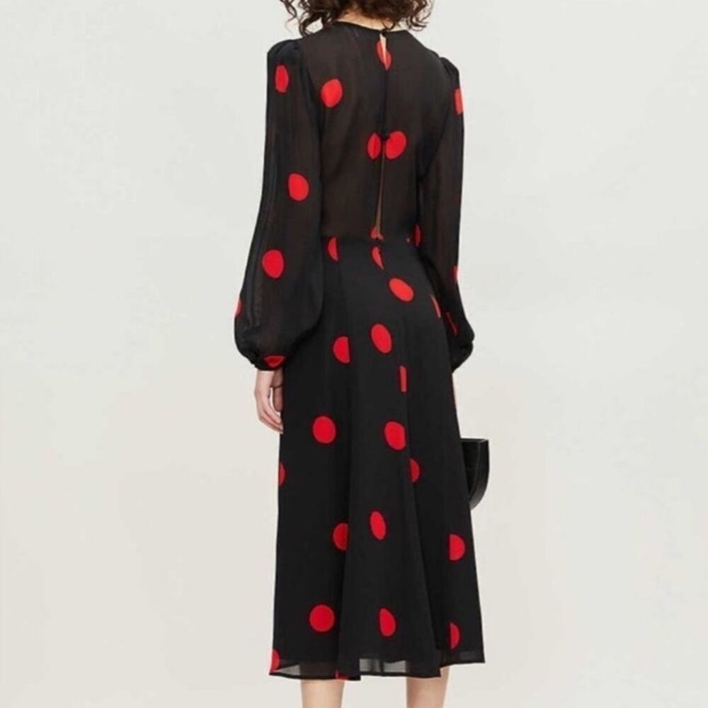 NWT Reformation Luanne Polka Dot Crepe Midi Dress Size 8 - Picture 2 of 6